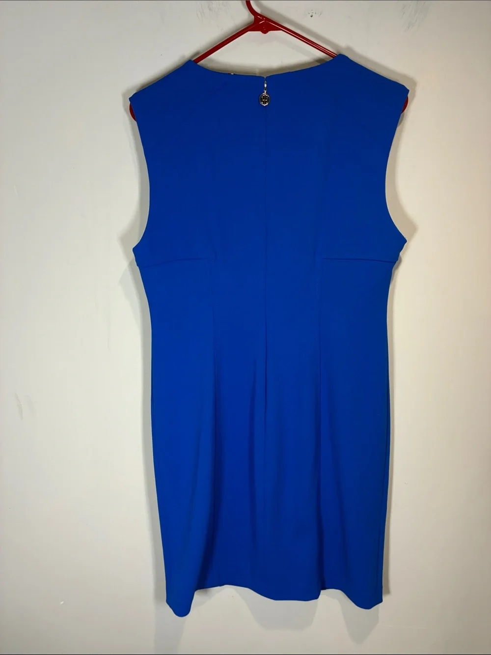 Tommy Hilfiger Blue Sheath Dress Silver Logo Buttons Size 12 Career